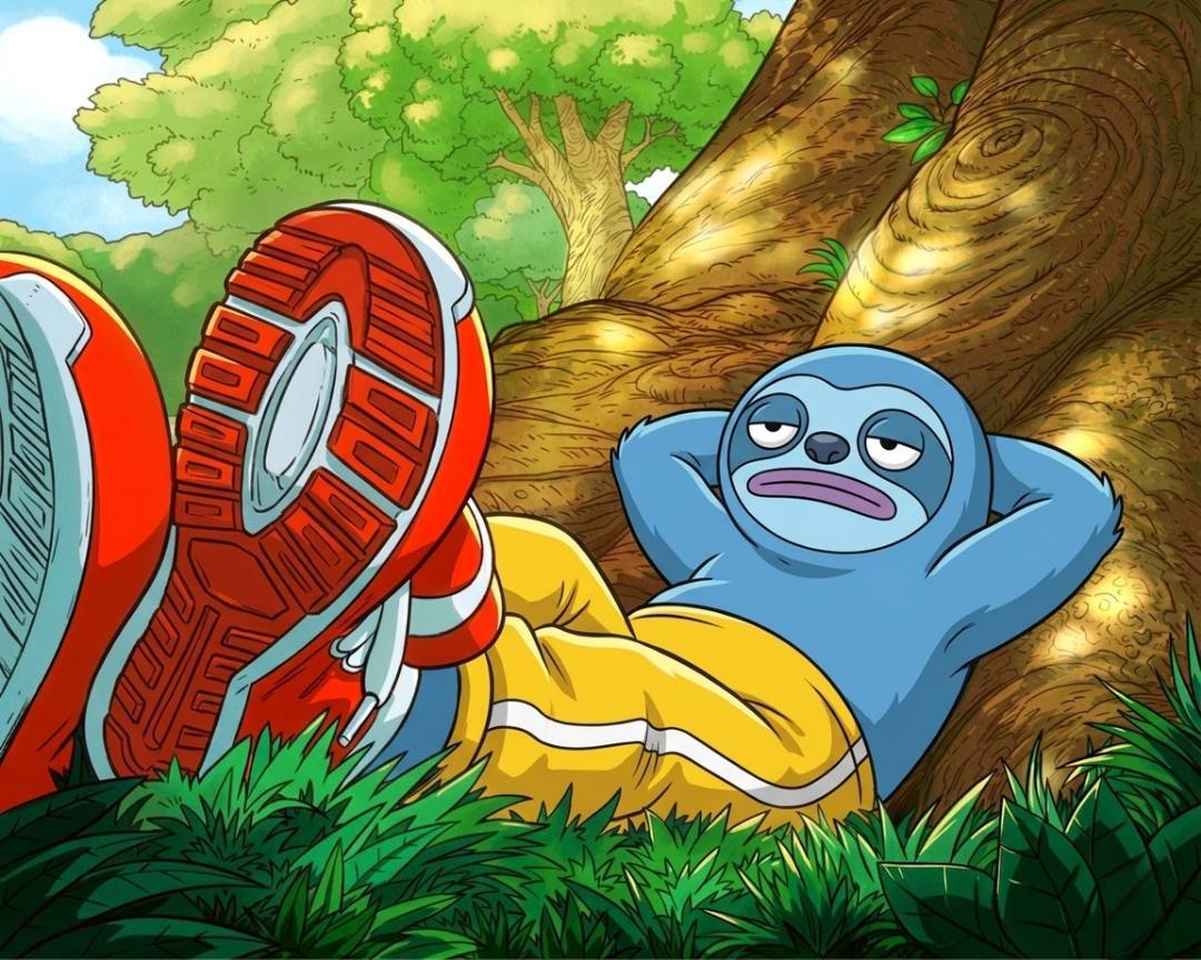 ZLOFY lying under a tree with his sneakers up