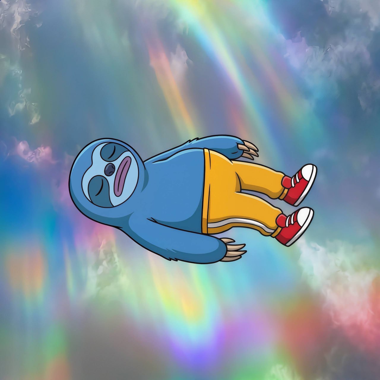 ZLOFY drifting asleep through a rainbow sky