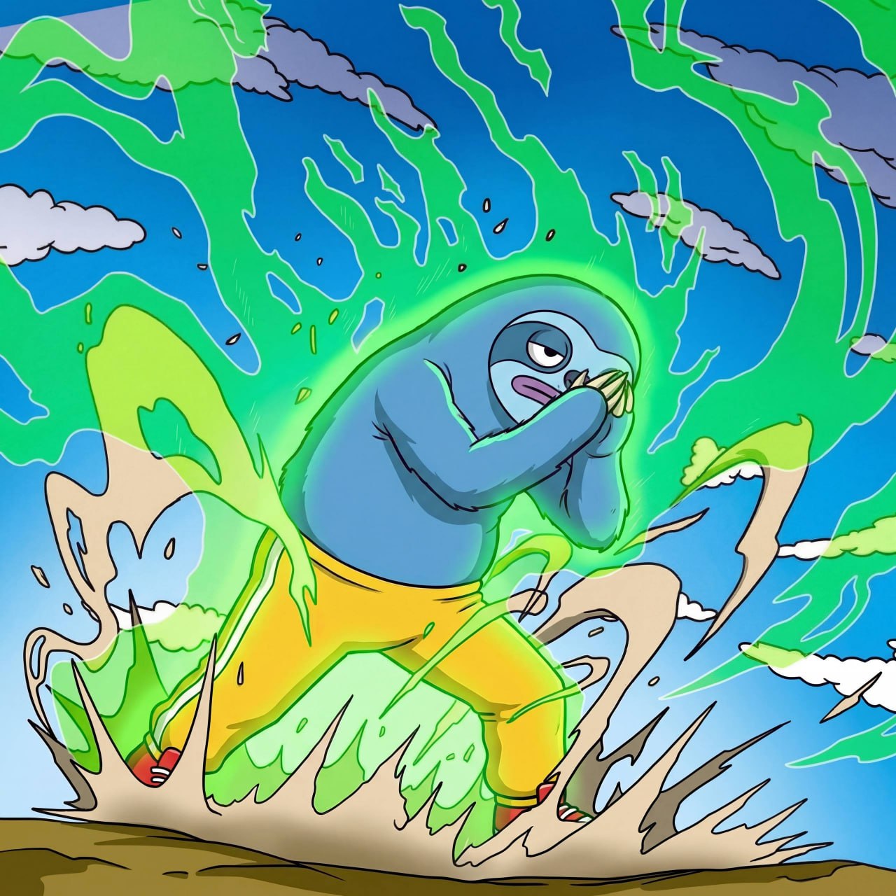 ZLOFY surfing a huge green wave